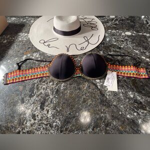 NWT beach bunny balconette top Crochet rainbow colors size L